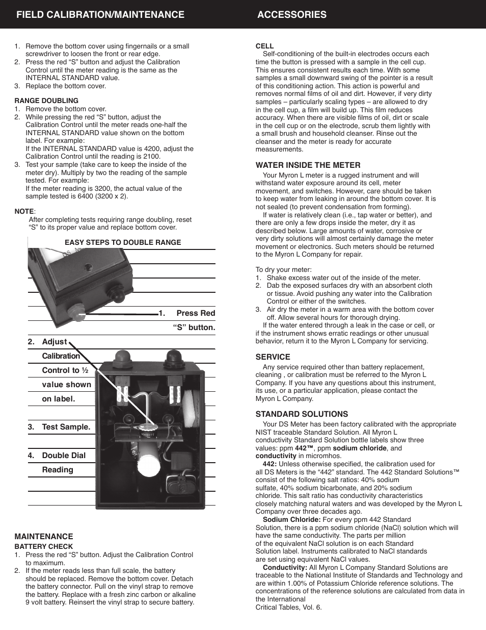 Field calibration/maintenance accessories | Myron L 512M10 User Manual | Page 3 / 4