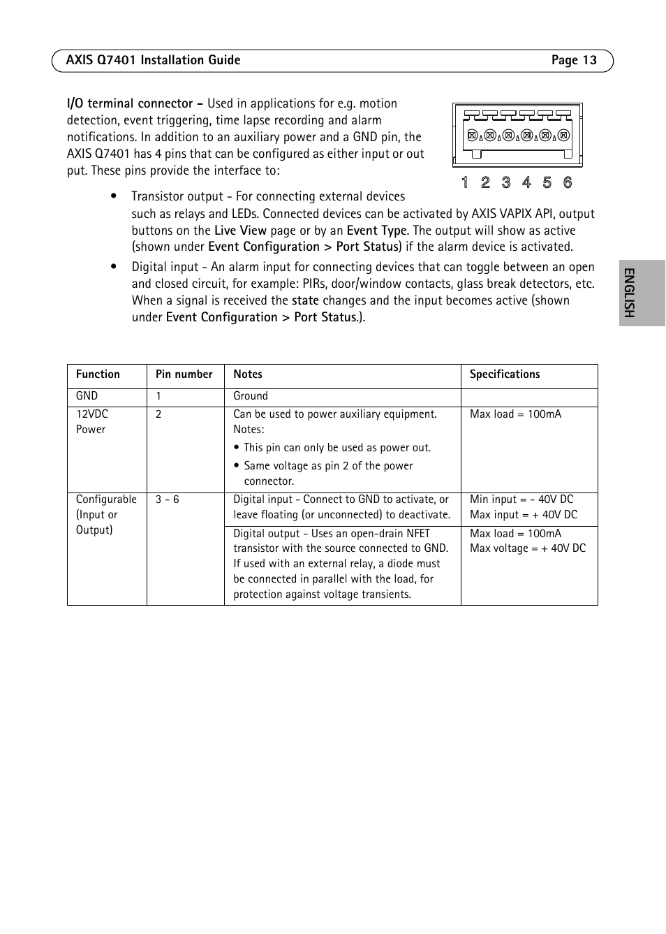 Axis Communications Video Encoder AXIS Q7401 User Manual | Page 13 / 82