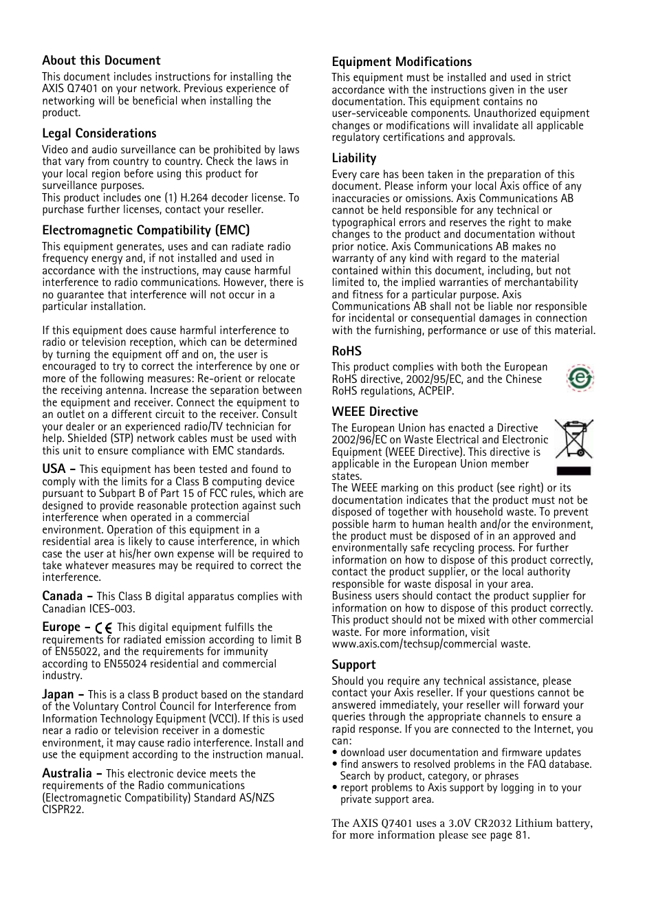Axis Communications Video Encoder AXIS Q7401 User Manual | Page 2 / 82