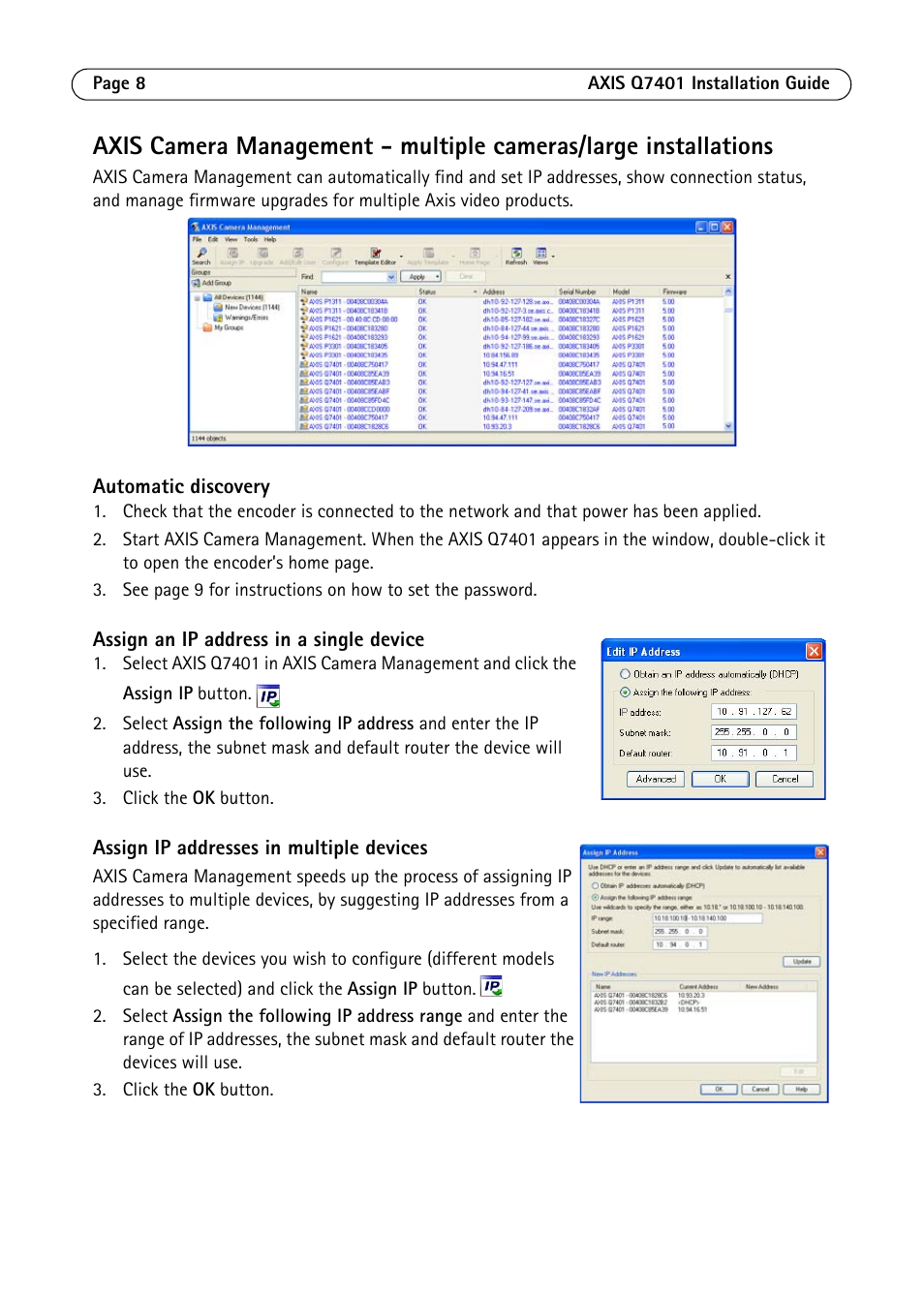 Axis Communications Video Encoder AXIS Q7401 User Manual | Page 8 / 82