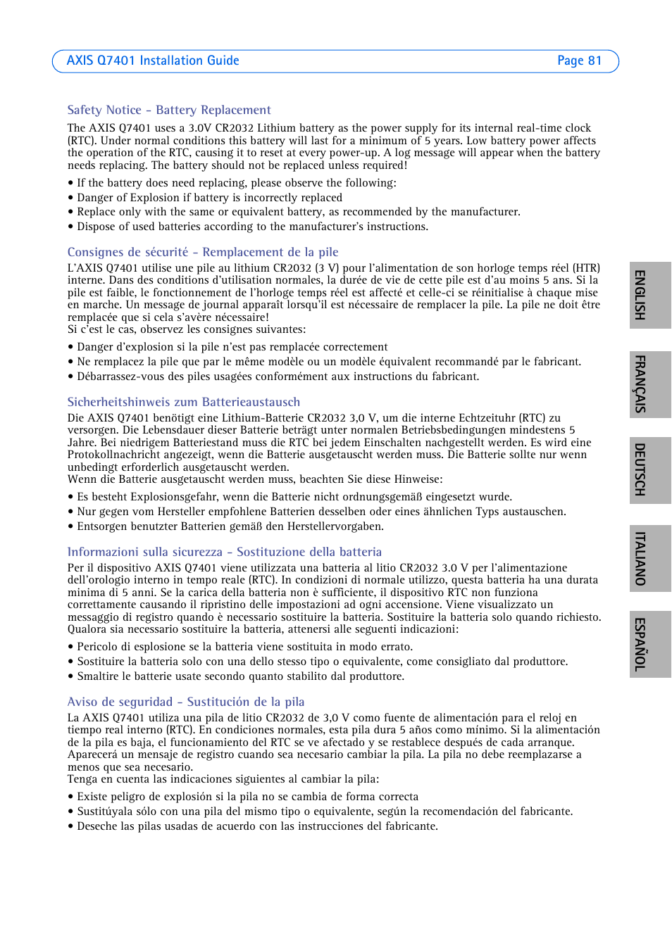 Axis Communications Video Encoder AXIS Q7401 User Manual | Page 81 / 82
