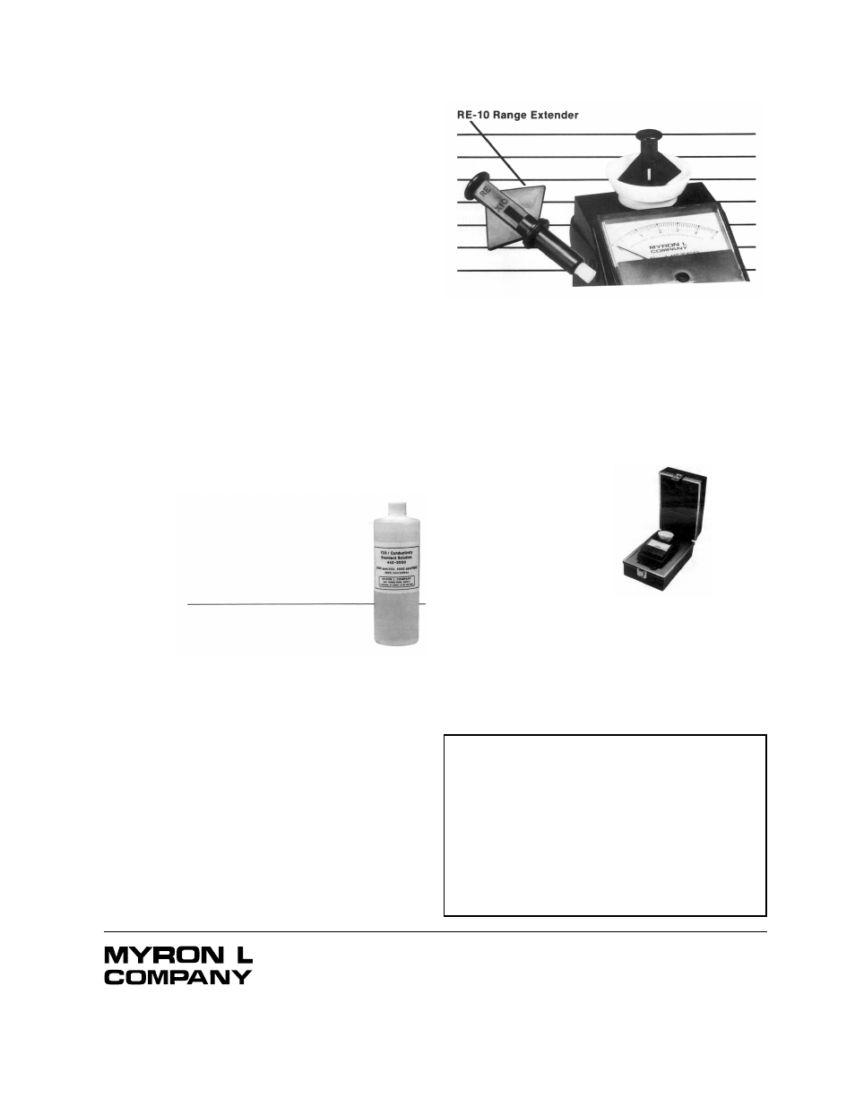 Accessories, Range extender, Porta pak | Replacement ph sensors, Ordering, Warranty & service | Myron L T6/PH User Manual | Page 5 / 5