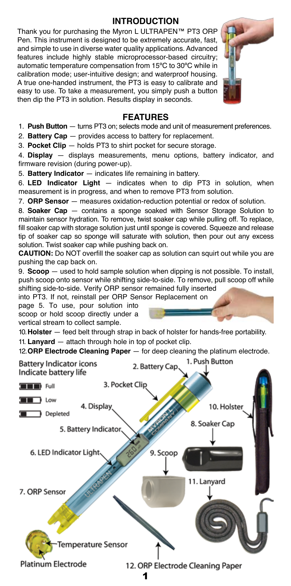 Introduction, Features | Myron L PT3 User Manual | Page 2 / 6