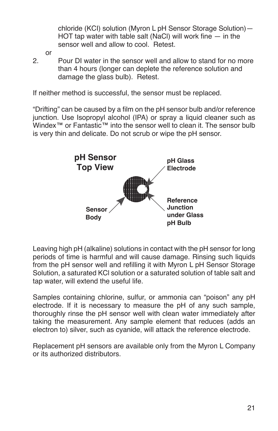 Ph sensor top view | Myron L TH1 User Manual | Page 25 / 44