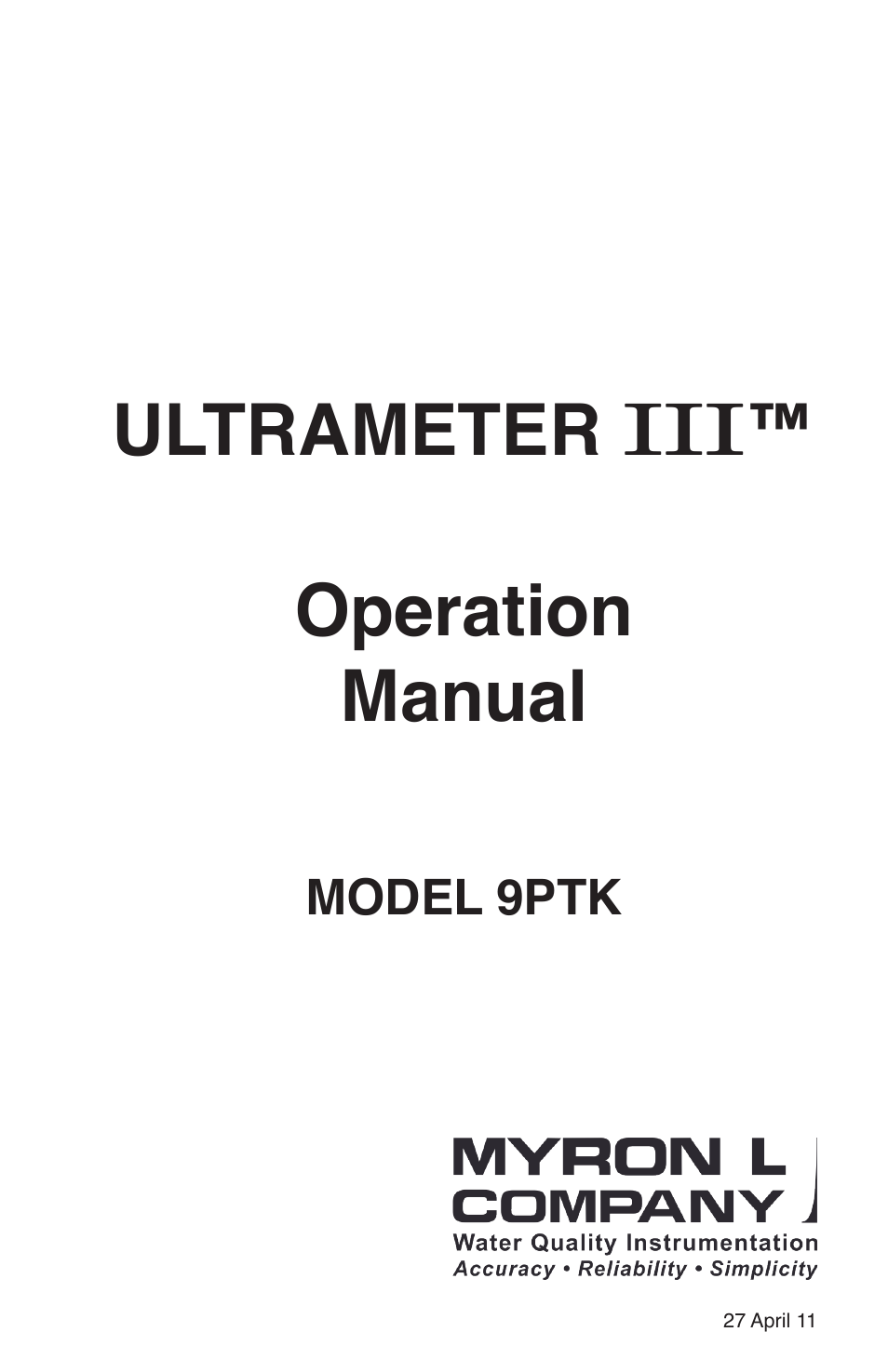 Myron L 9PTK User Manual | 76 pages