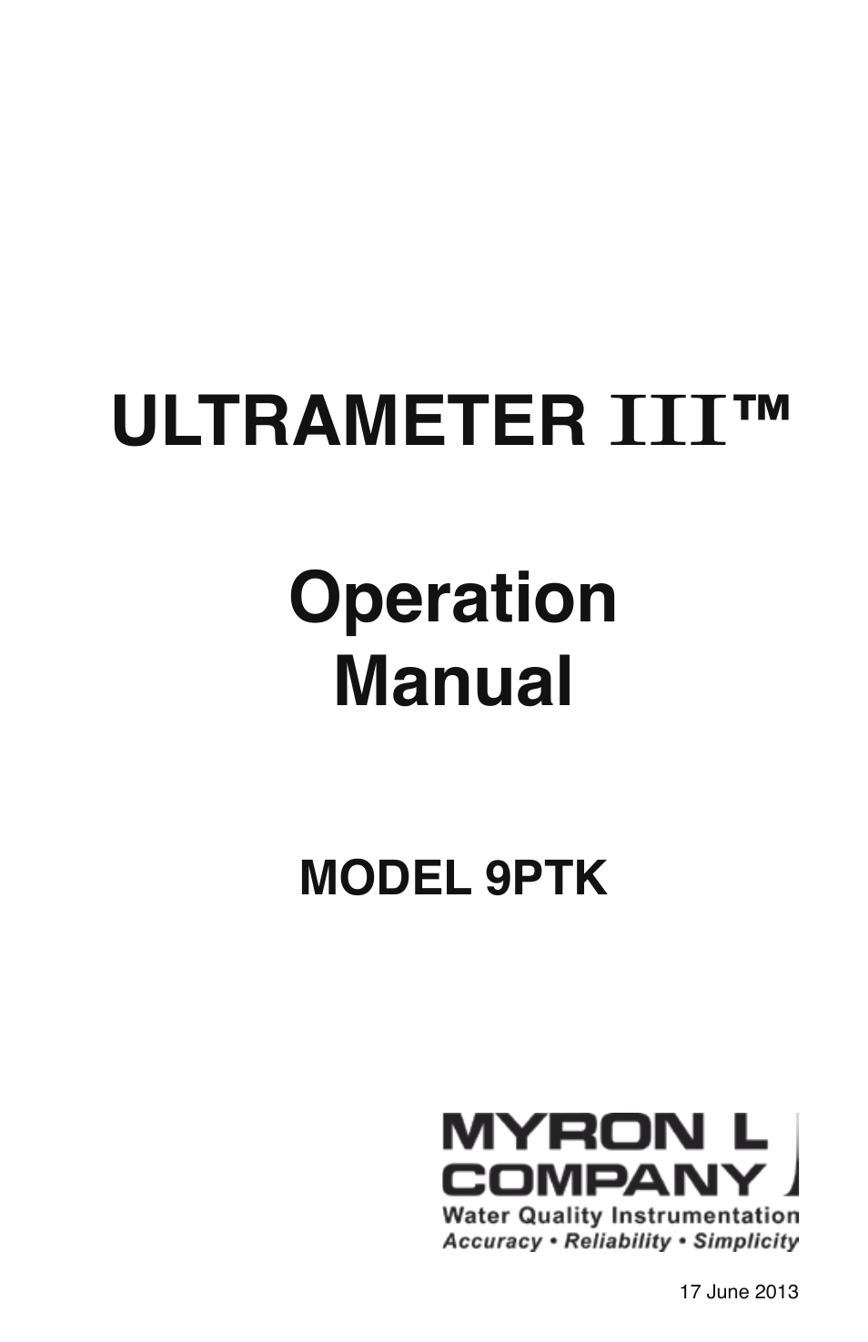 Myron L 9PTK with FCE Free Chlorine User Manual | 76 pages