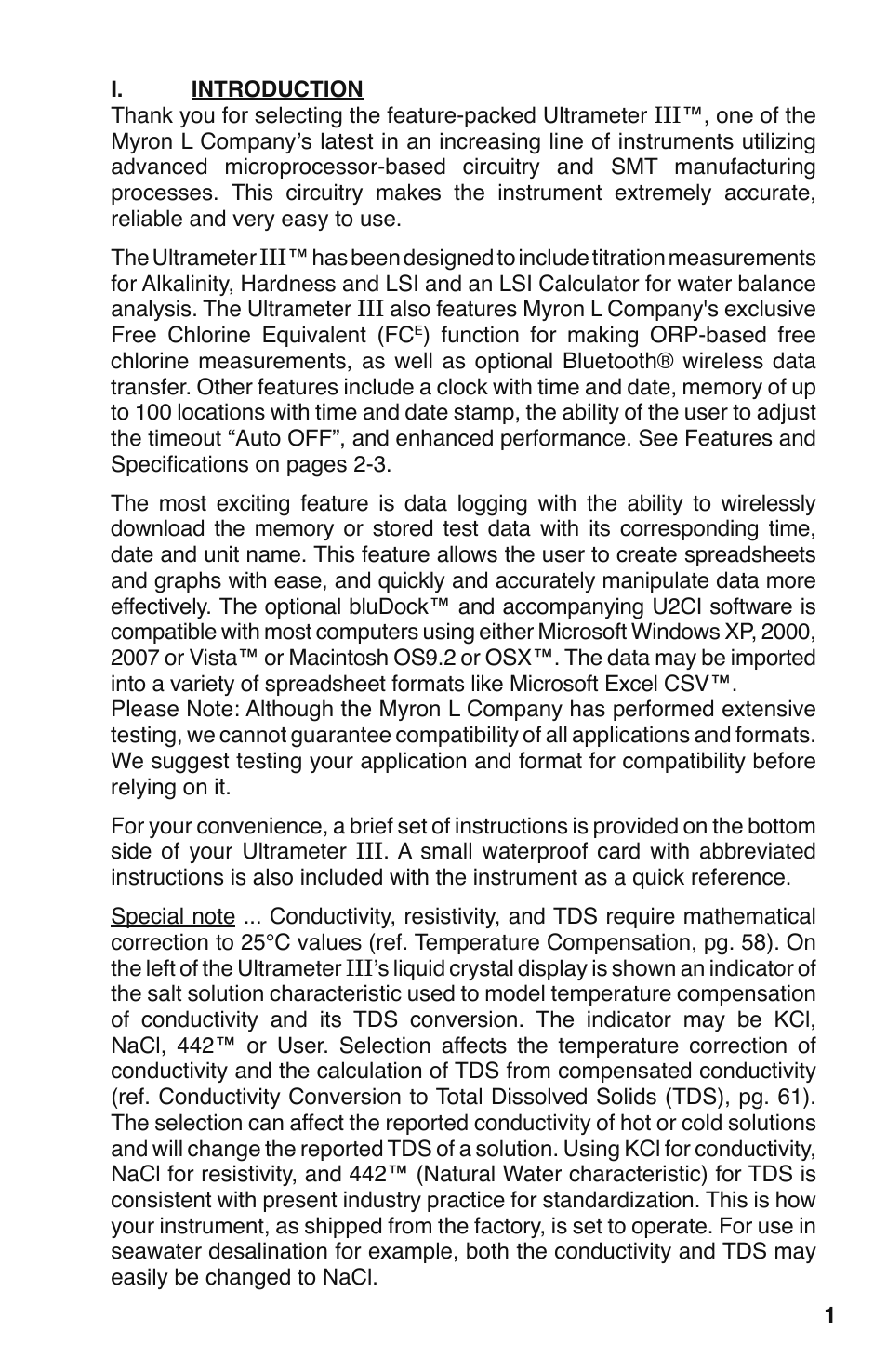 Myron L 9PTK with FCE Free Chlorine User Manual | Page 5 / 76