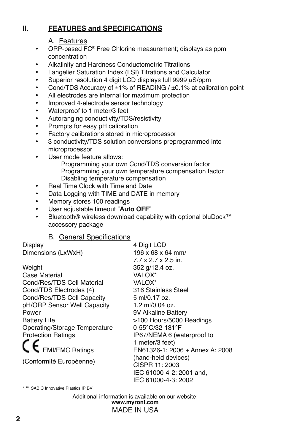 Myron L 9PTK with FCE Free Chlorine User Manual | Page 6 / 76