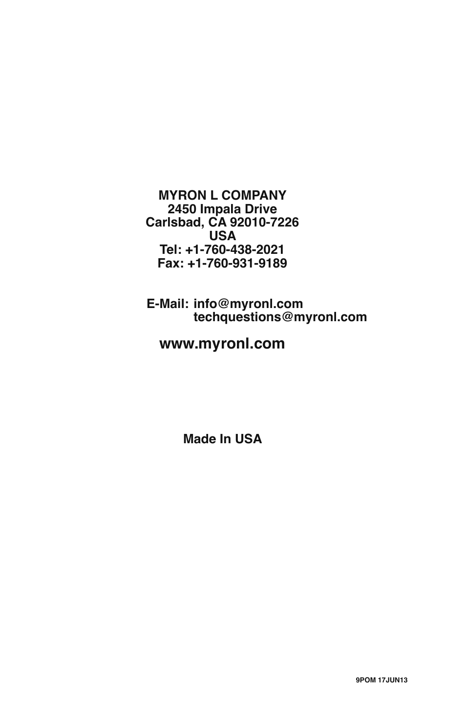 Myron L 9PTK with FCE Free Chlorine User Manual | Page 76 / 76