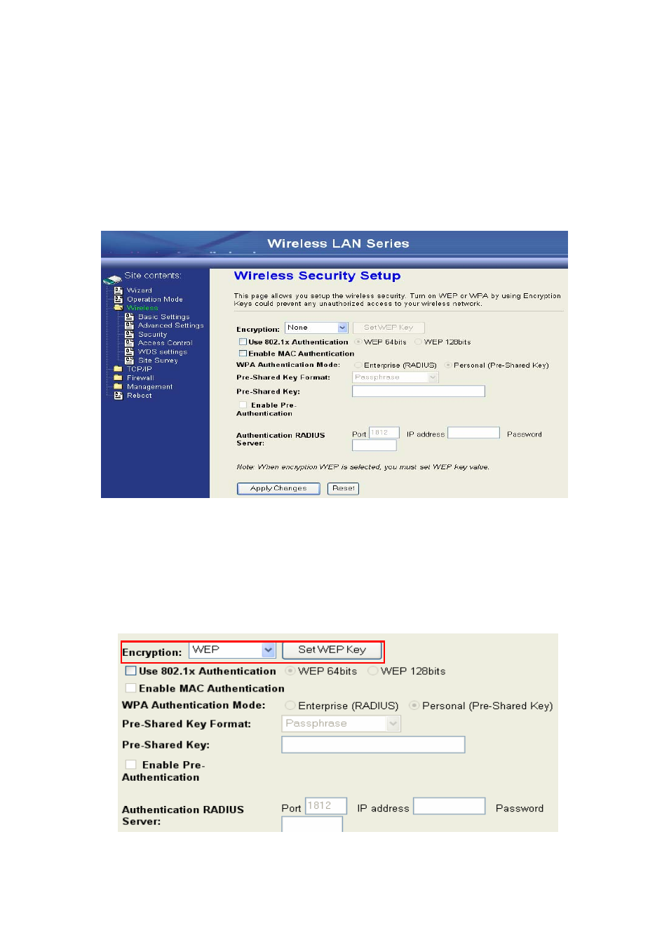 Configuring wireless security | ALFA WLAN Outdoor Bridge AWAP08O-11gHP User Manual | Page 37 / 61