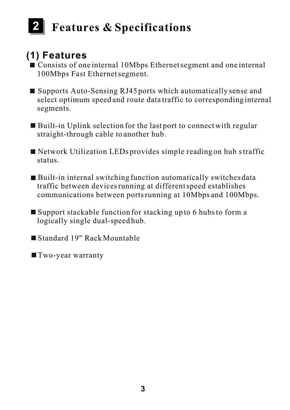 2features & specifications, 1) features | ALFA Dual Speed Hub ADH32SB User Manual | Page 6 / 15