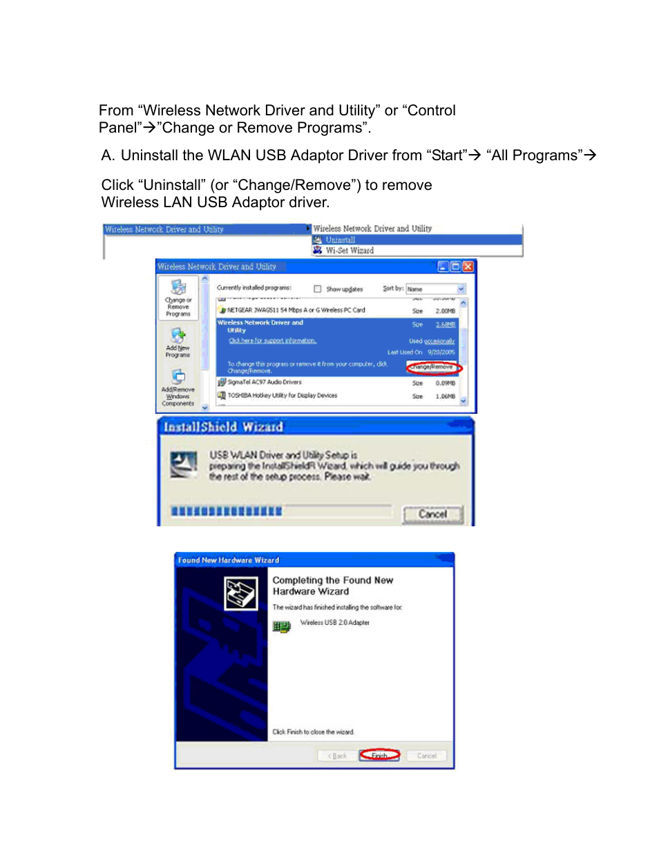 2 uninstallation | ALFA Wireless LAN USB Adaptor User Manual | Page 10 / 29