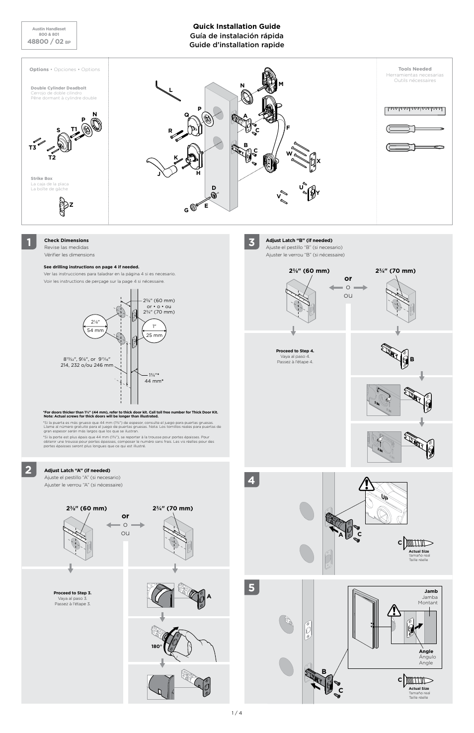 Kwikset 801AUH LIP User Manual | 4 pages