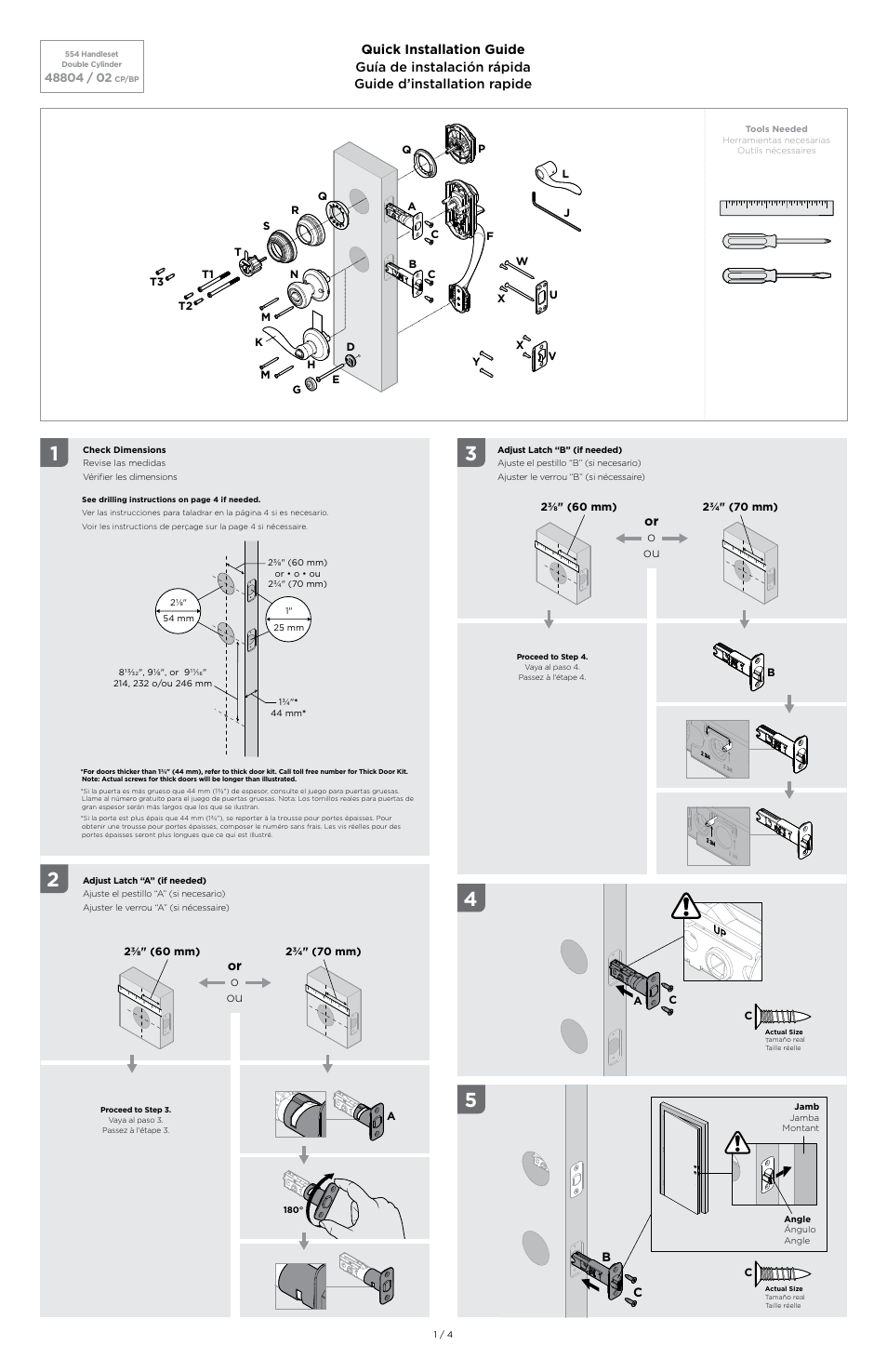 Kwikset 554MNH LIP User Manual | 4 pages