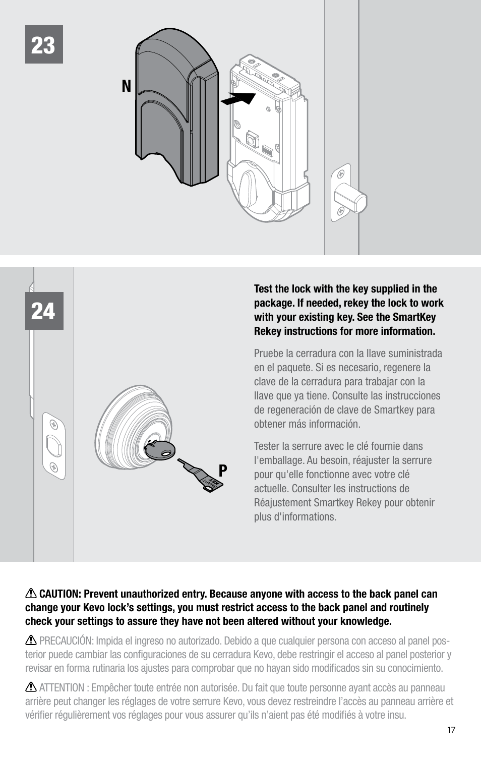 Np l | Kwikset 925 KEVO DB User Manual | Page 17 / 20