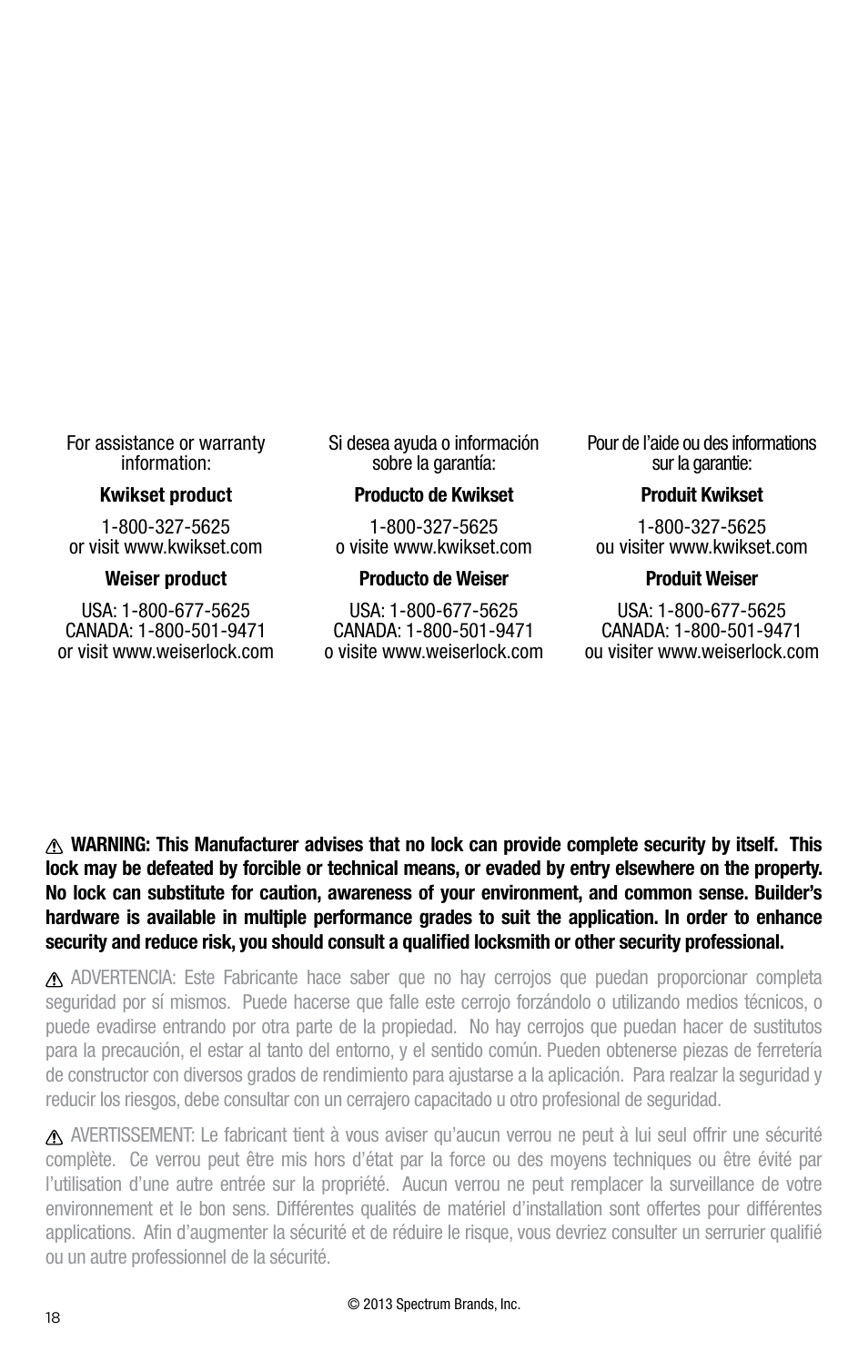 Kwikset 925 KEVO DB User Manual | Page 18 / 20