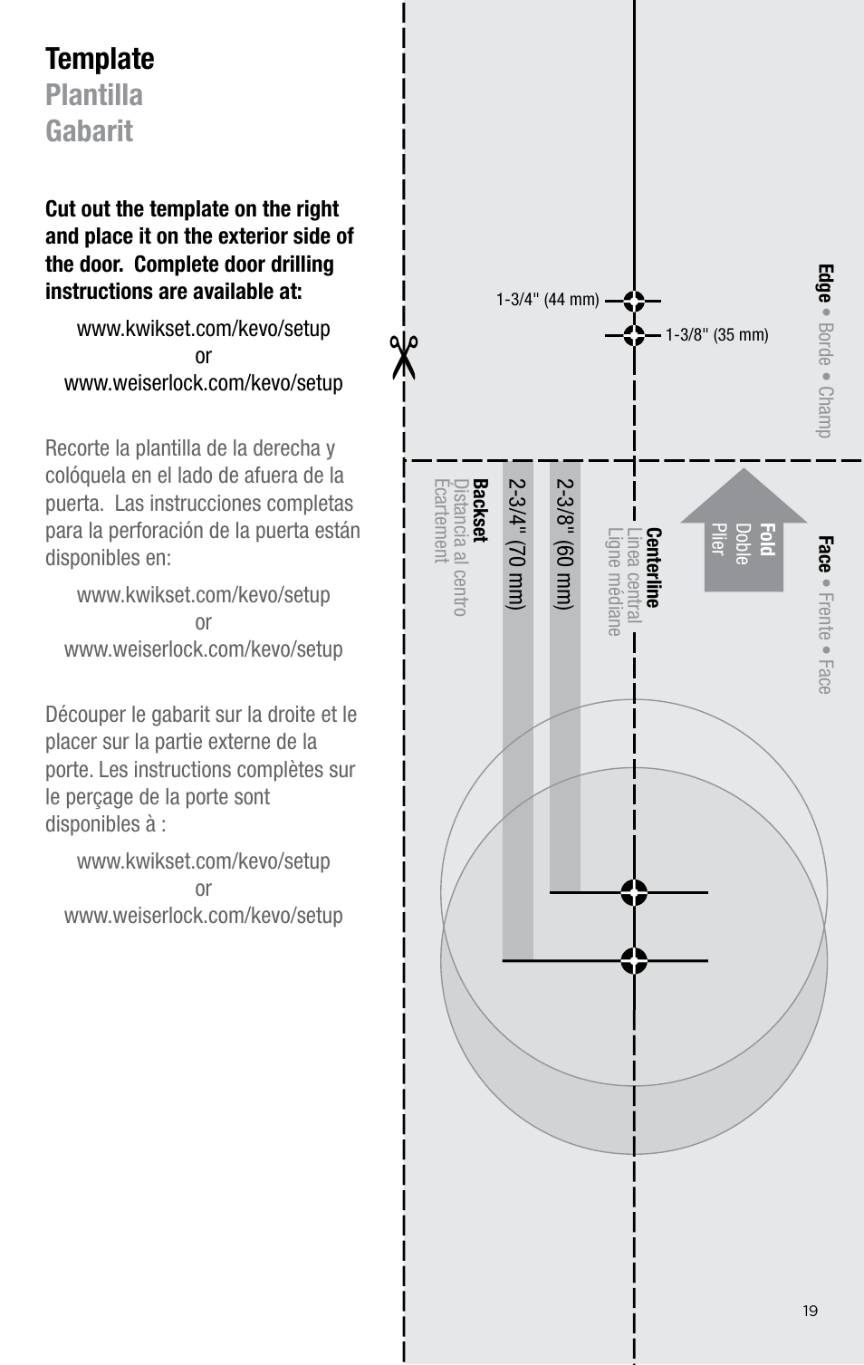 Template plantilla gabarit | Kwikset 925 KEVO DB User Manual | Page 19 / 20