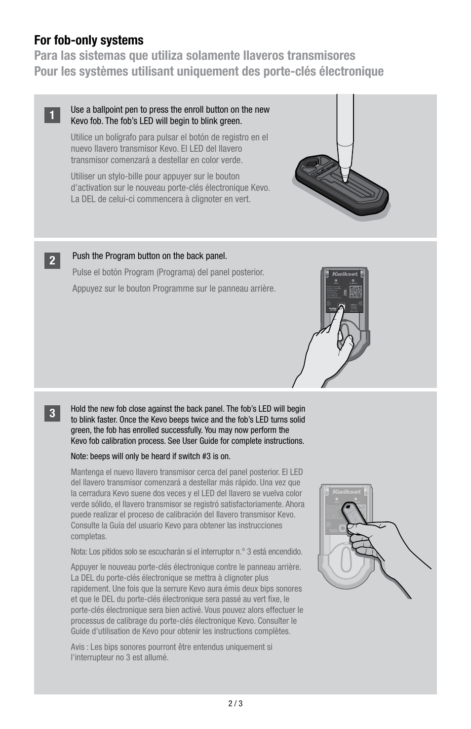 Kwikset 926 KEVO FOB User Manual | Page 2 / 4