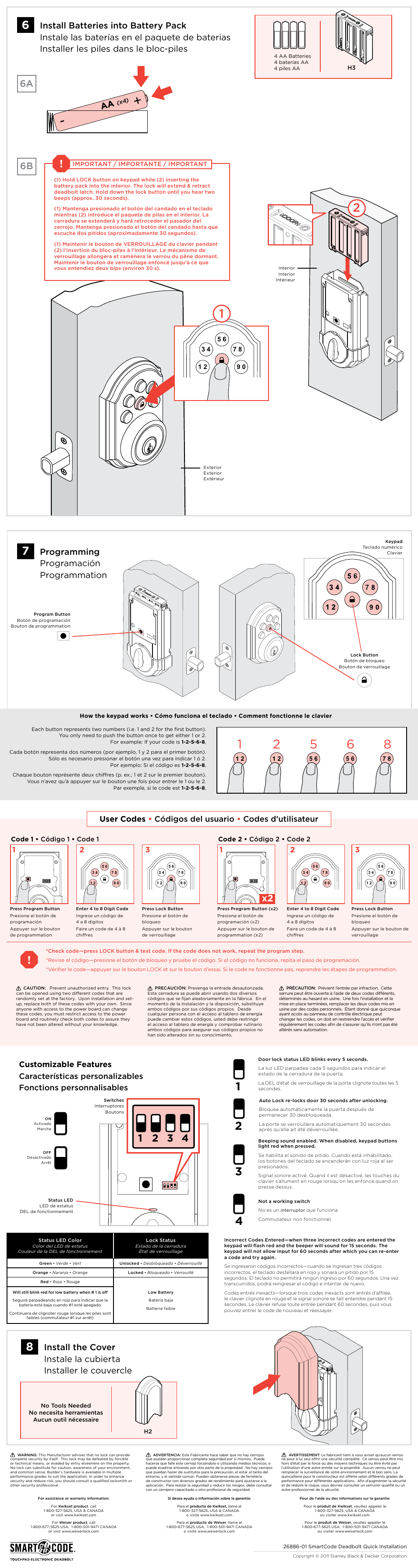 6a 6b, Programming programación programmation | Kwikset 910CNT User Manual | Page 2 / 2