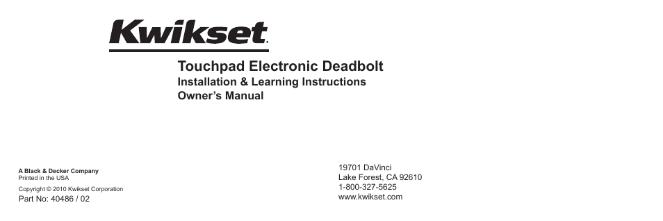 Kwikset 907 SMT User Manual | 23 pages