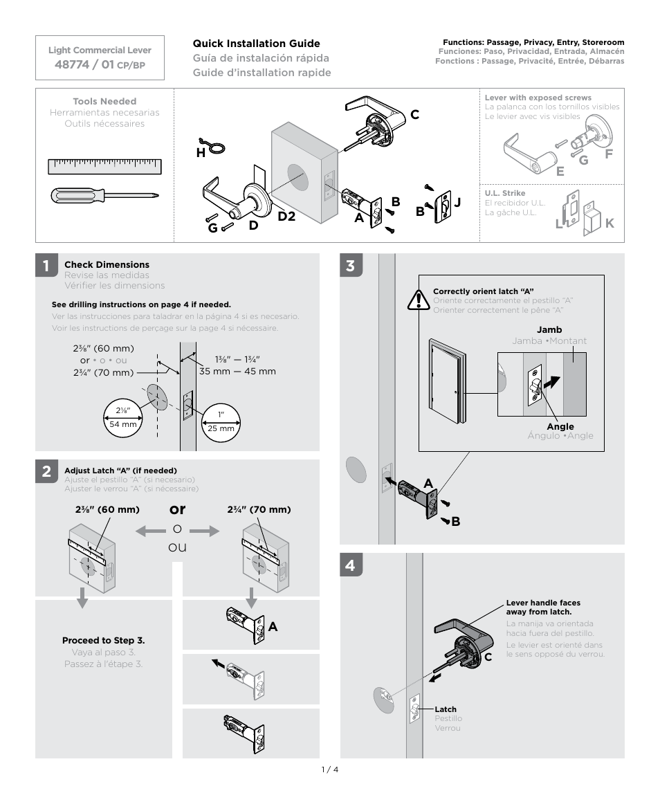 Kwikset 781KNL User Manual | 4 pages