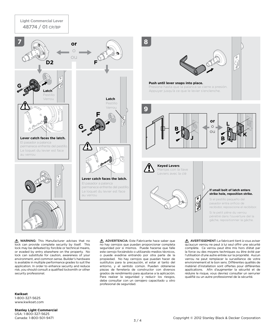 D2 f b b, Jl k, Or o ou | Kwikset 781KNL User Manual | Page 3 / 4