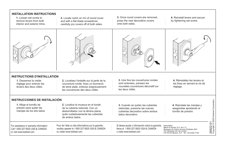 Kwikset 83319 User Manual | 1 page
