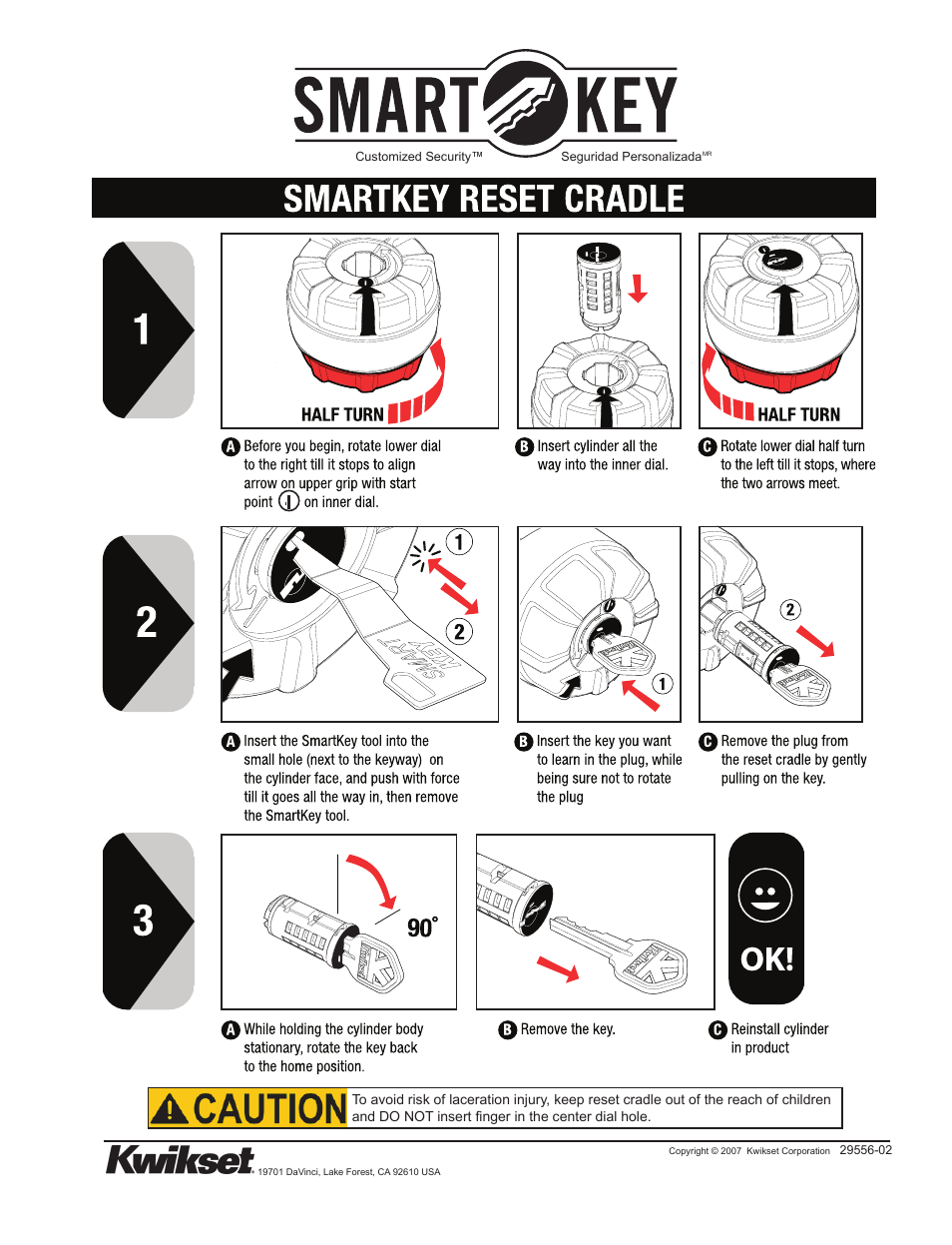 Kwikset 83260 SMT RESET CRADLE User Manual | 2 pages