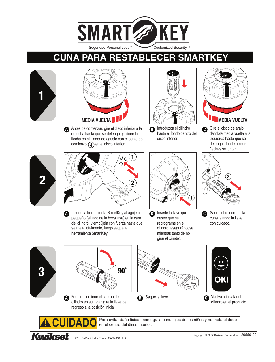 Cuna para restablecer smartkey | Kwikset 83260 SMT RESET CRADLE User Manual | Page 2 / 2