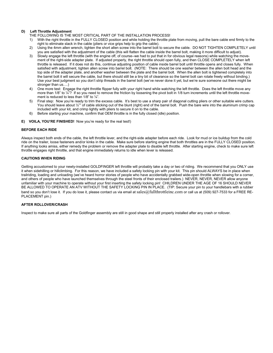 Full Throttle Can-Am 007-1011 User Manual | Page 3 / 4