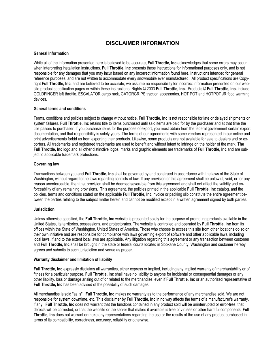 Full Throttle Polaris 007-1031 User Manual | Page 4 / 4