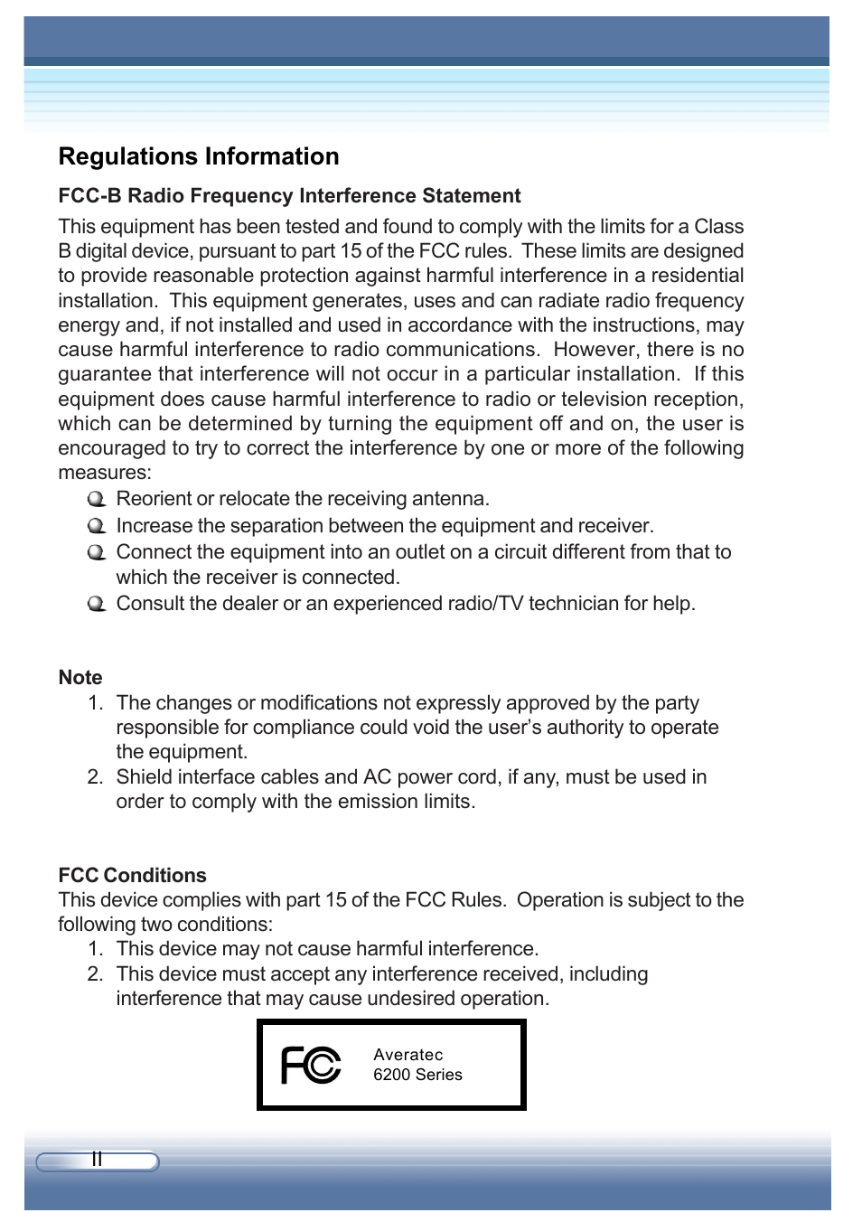 Regulations information | AVERATEC 6200 Series User Manual | Page 2 / 93