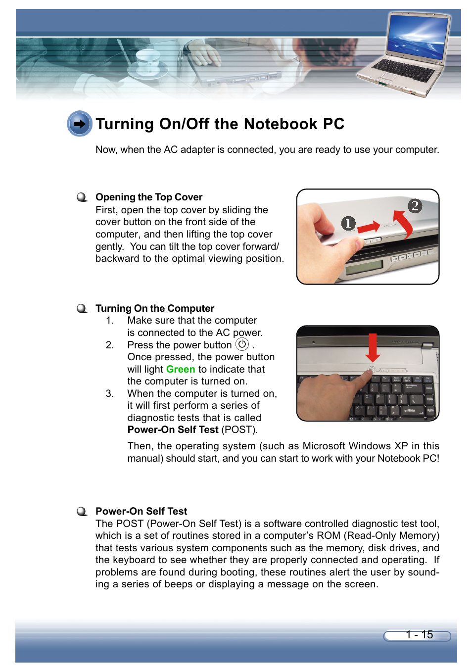 Turning on/off the notebook pc | AVERATEC 6200 Series User Manual | Page 25 / 93