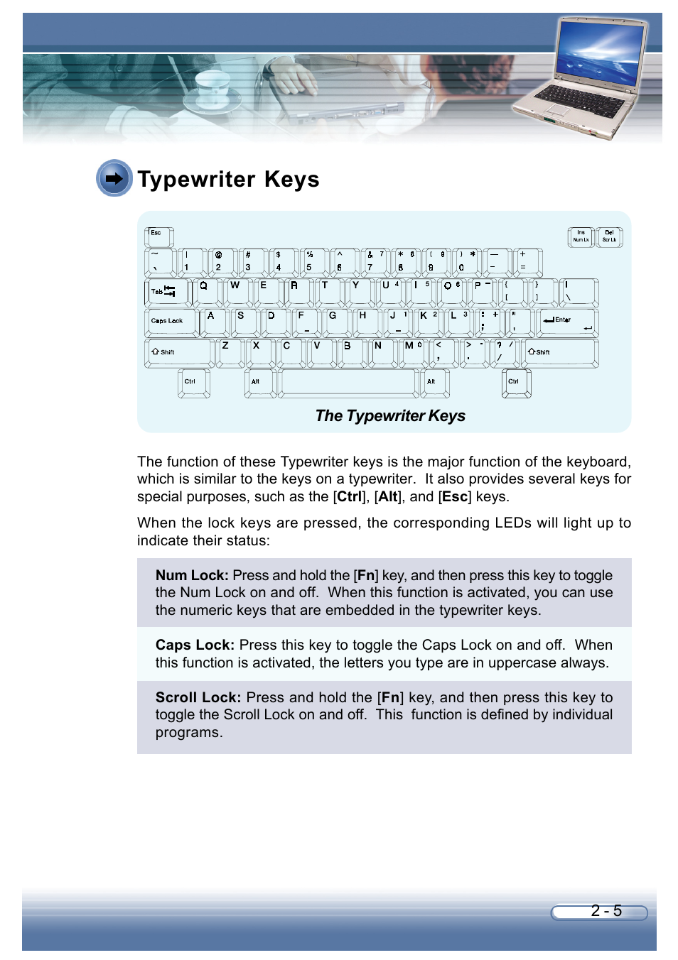 Typewriter keys | AVERATEC 6200 Series User Manual | Page 32 / 93
