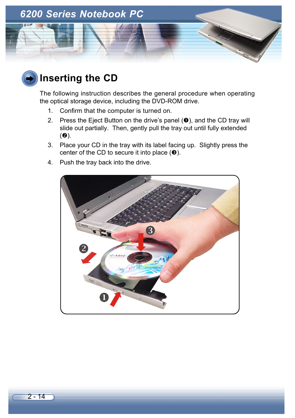 Inserting the cd | AVERATEC 6200 Series User Manual | Page 41 / 93
