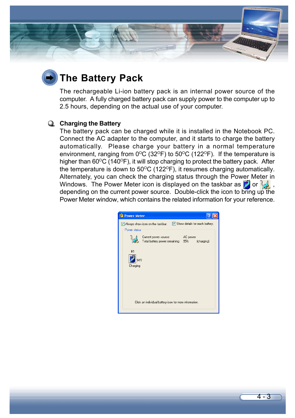 The battery pack | AVERATEC 6200 Series User Manual | Page 56 / 93