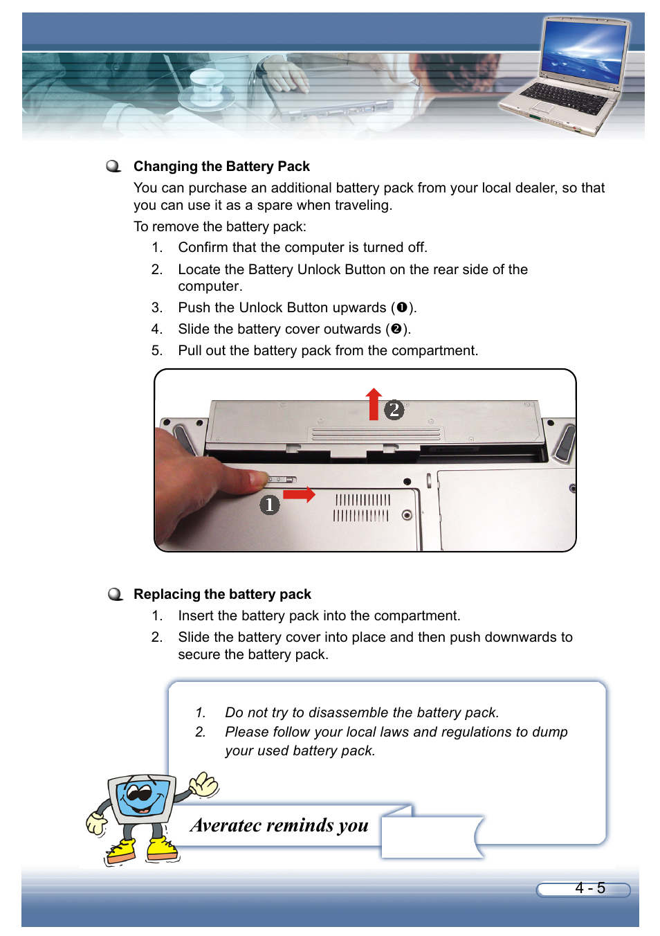 Averatec reminds you | AVERATEC 6200 Series User Manual | Page 58 / 93