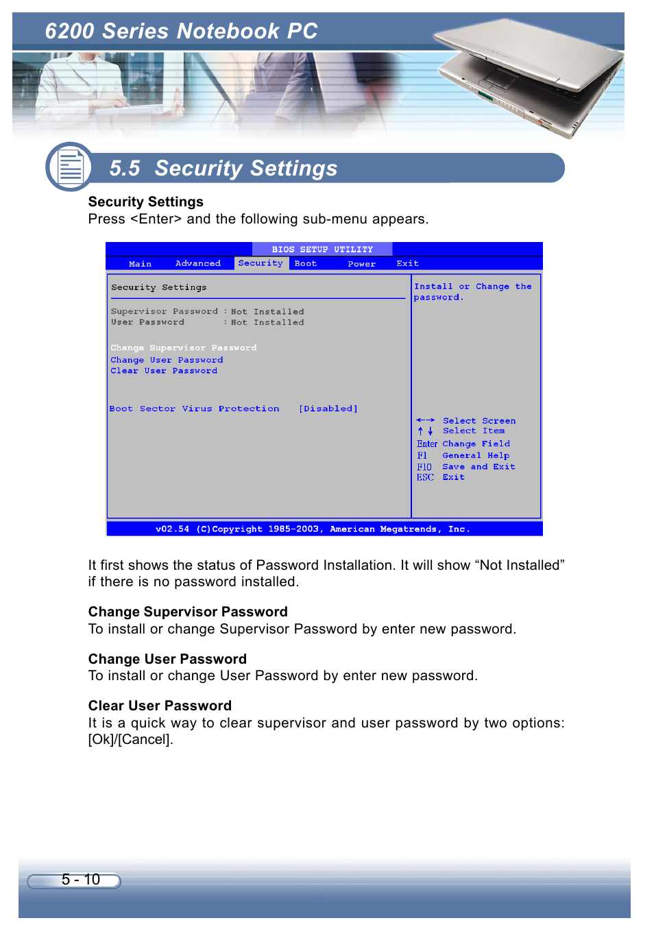5 security settings | AVERATEC 6200 Series User Manual | Page 72 / 93