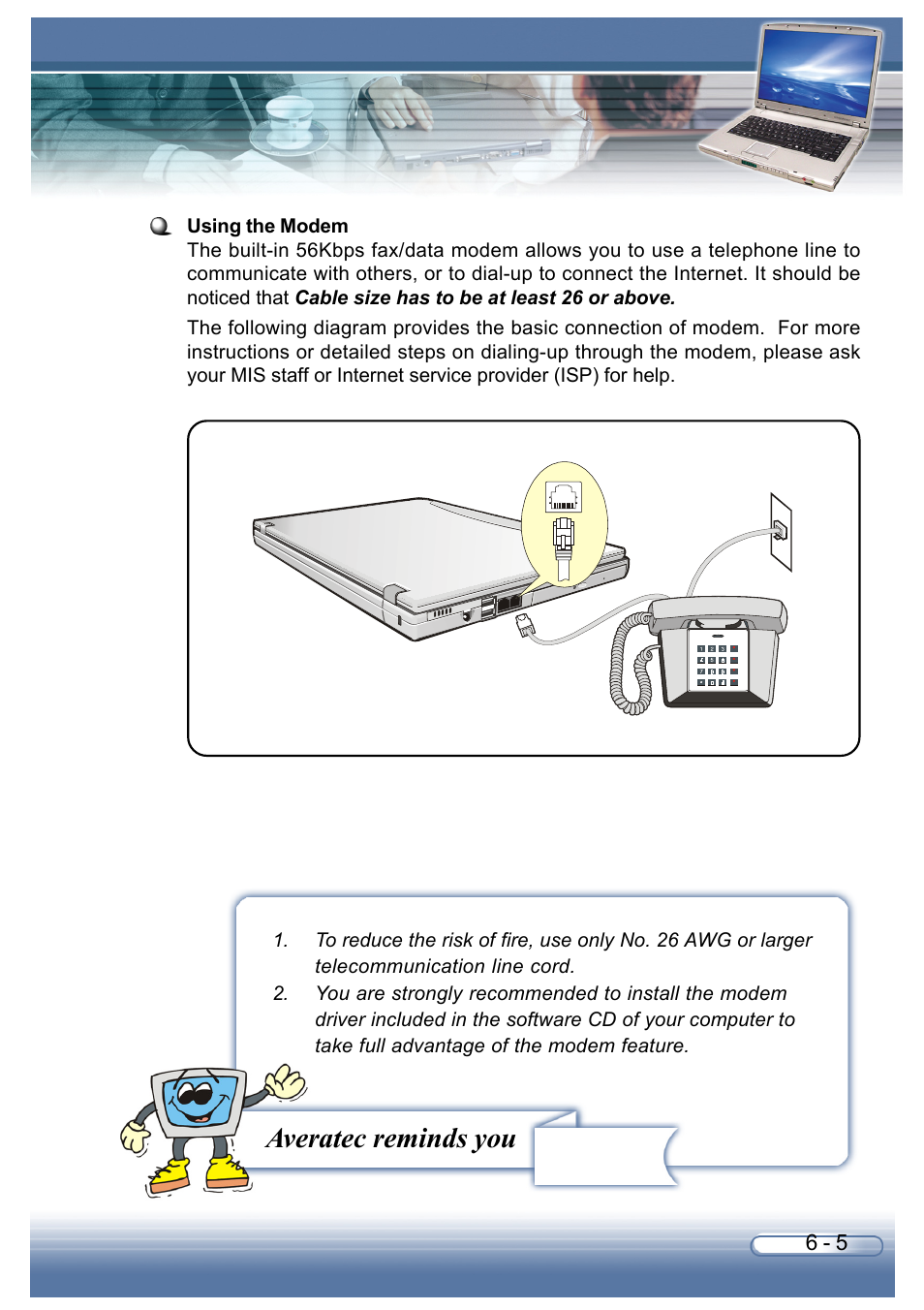 Averatec reminds you | AVERATEC 6200 Series User Manual | Page 80 / 93
