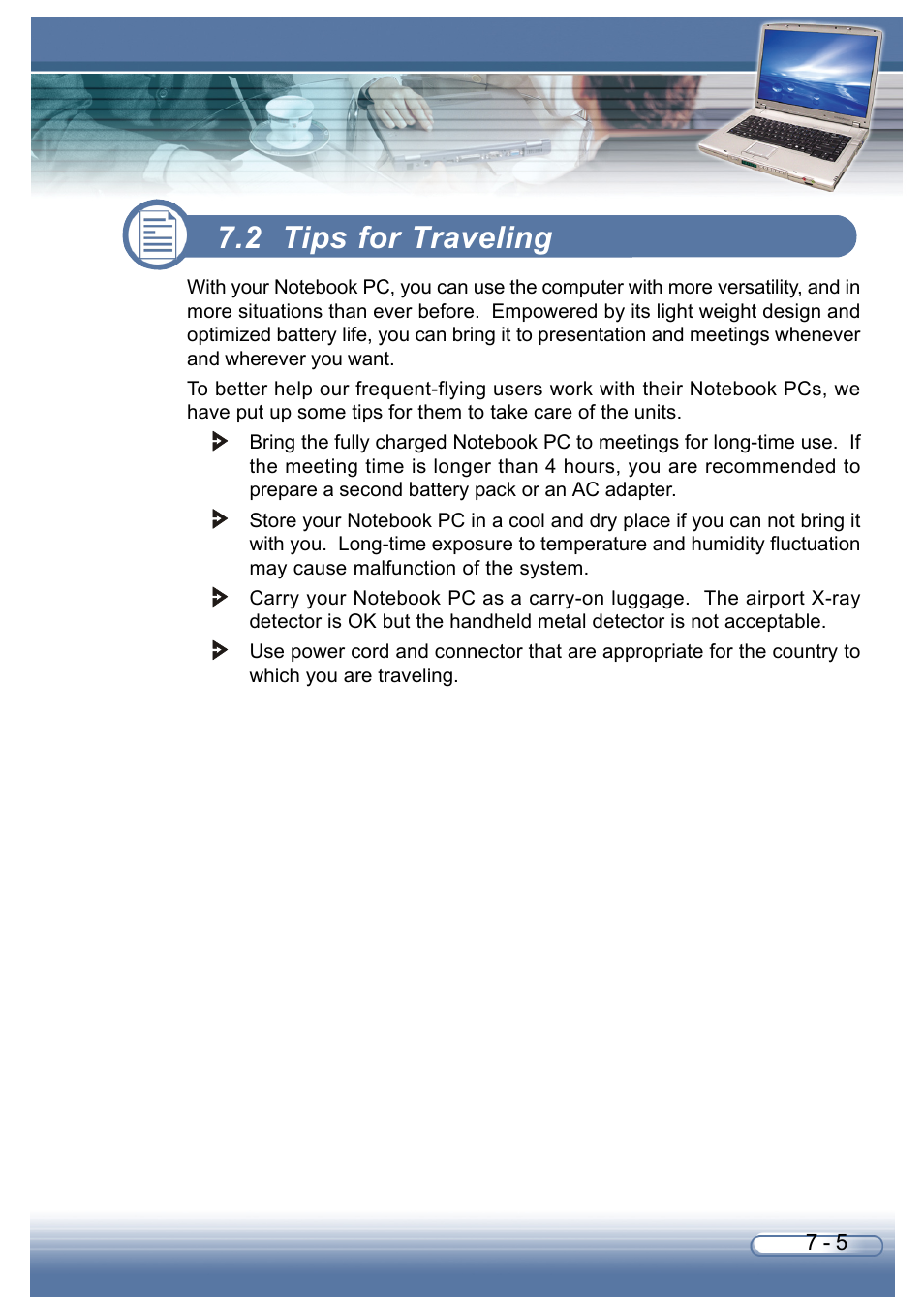 2 tips for traveling | AVERATEC 6200 Series User Manual | Page 89 / 93