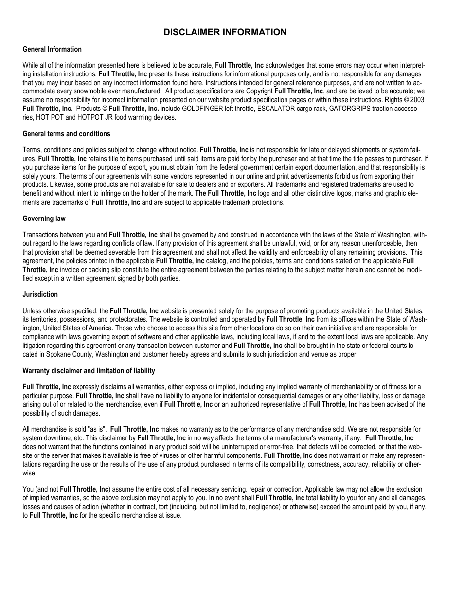 Full Throttle Yamaha 007-1051 User Manual | Page 4 / 4