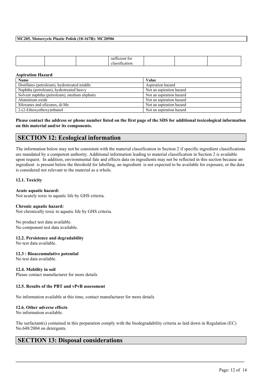 MEGUIAR'S MC205 User Manual | Page 12 / 14
