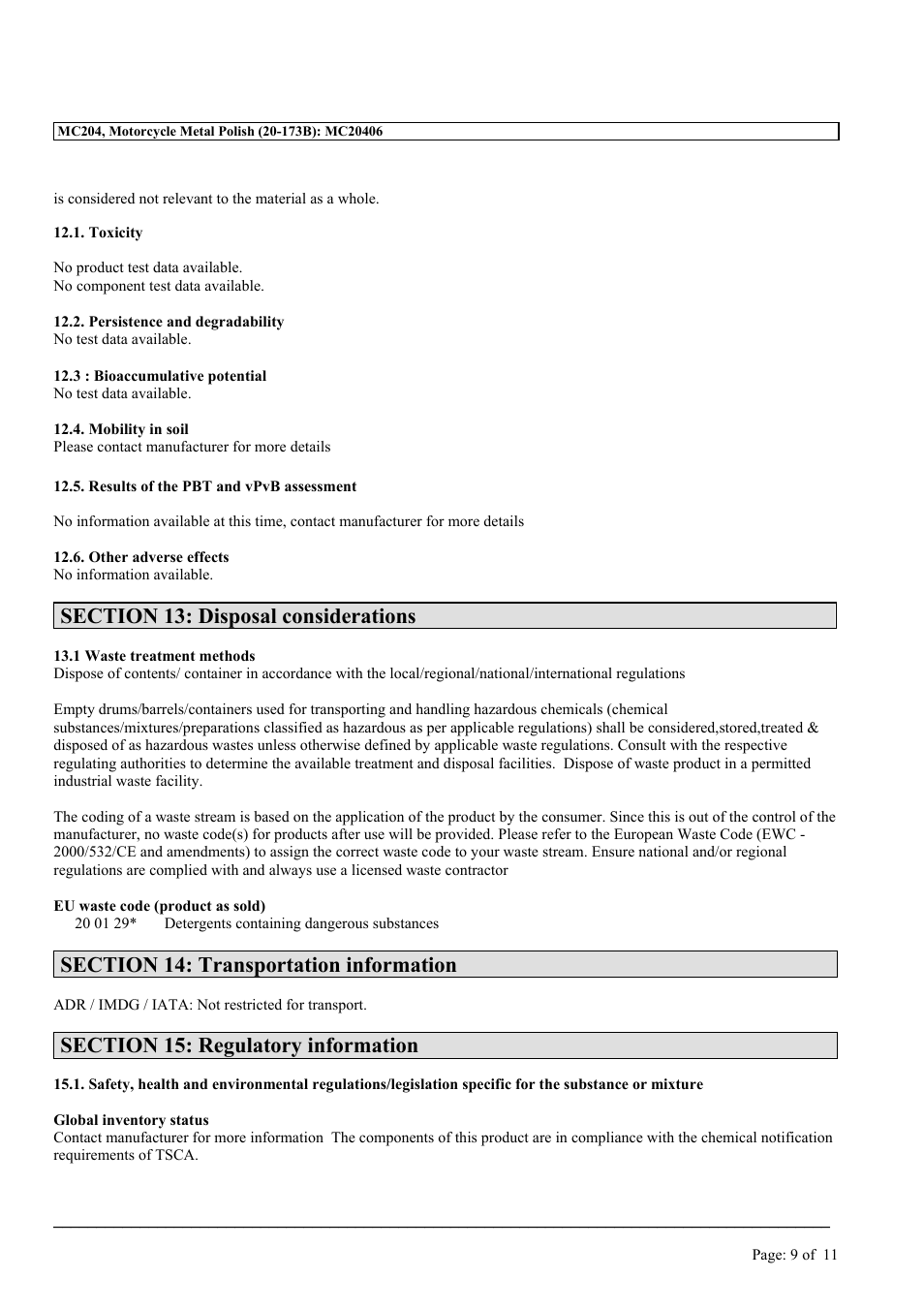 MEGUIAR'S MC204 User Manual | Page 9 / 11