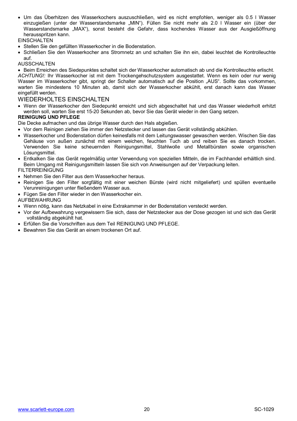 Scarlett SC-1029 User Manual | Page 20 / 20