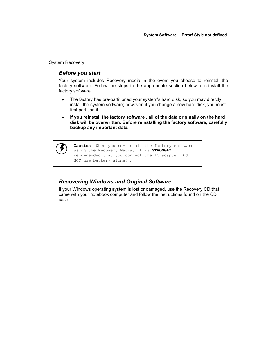 Before you start, Recovering windows and original software | AVERATEC 3200 User Manual | Page 33 / 59