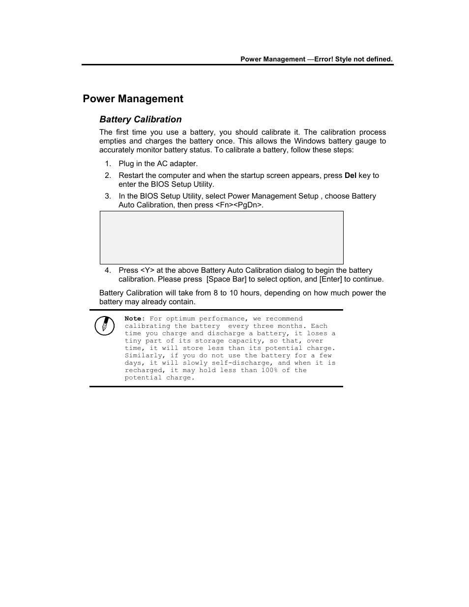Power management, Battery calibration | AVERATEC 3200 User Manual | Page 35 / 59