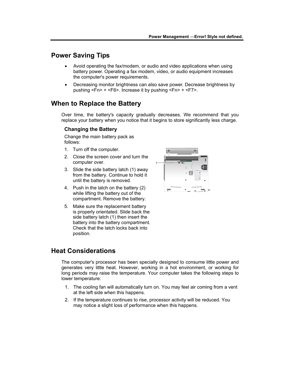 Power saving tips, When to replace the battery, Heat considerations | AVERATEC 3200 User Manual | Page 39 / 59