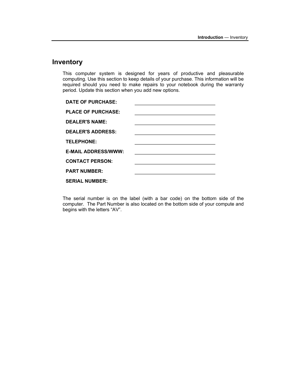 Inventory | AVERATEC 3200 User Manual | Page 4 / 59