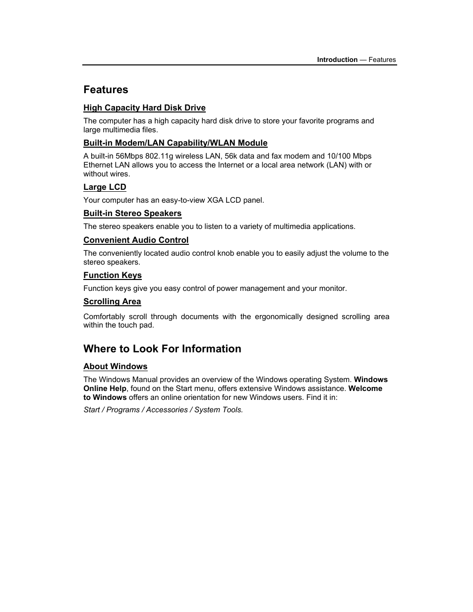 Features, Where to look for information | AVERATEC 3200 User Manual | Page 7 / 59