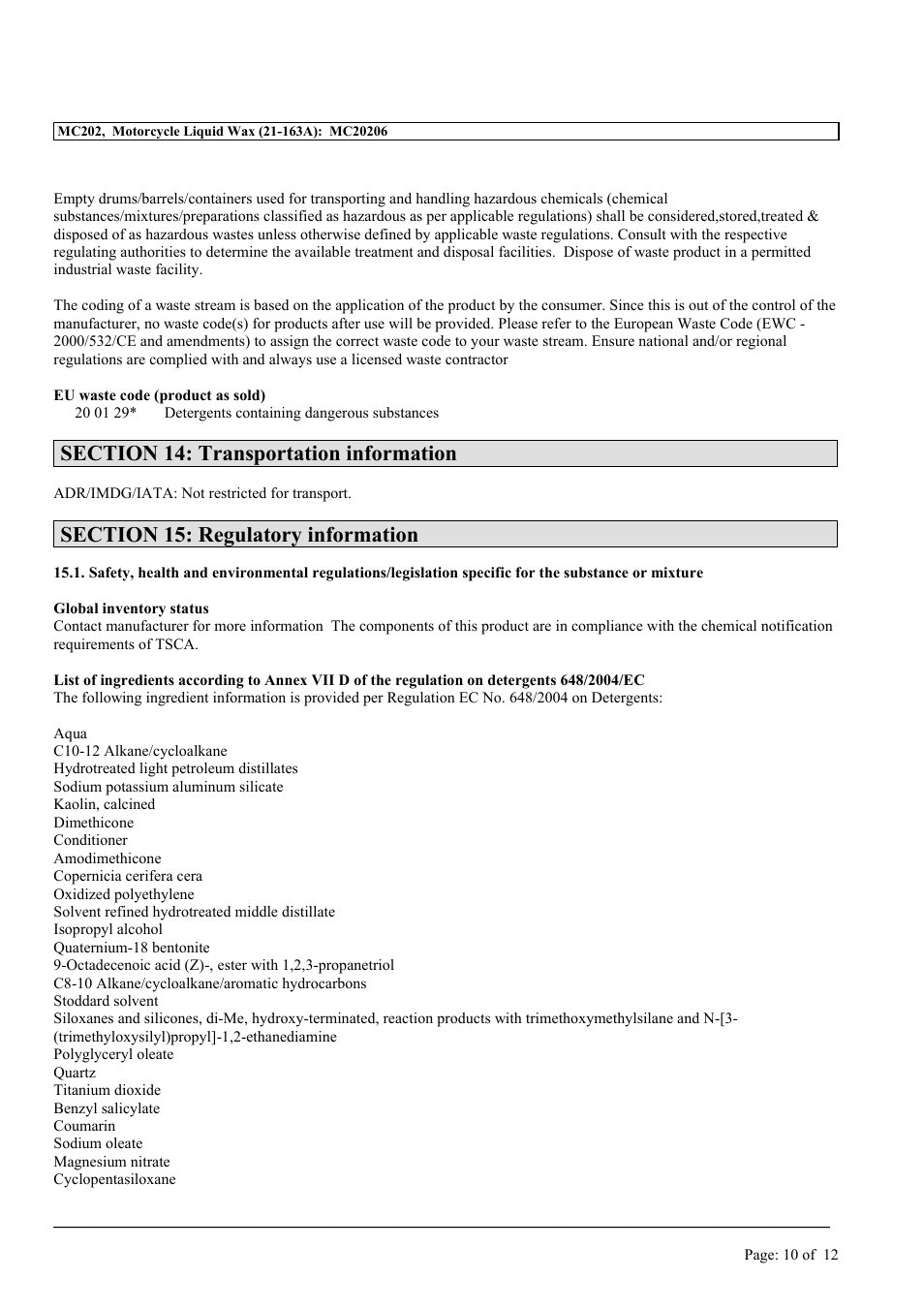 MEGUIAR'S MC202 User Manual | Page 10 / 12